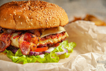 burger and fries