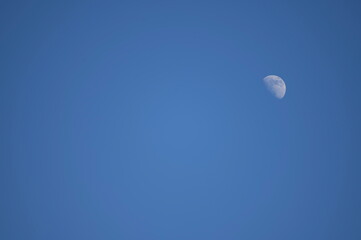 Closeup shot of the Moon in the blue clear sky - perfect for background
