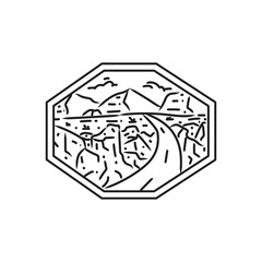 Desert adventure badge monoline design illustration vector
