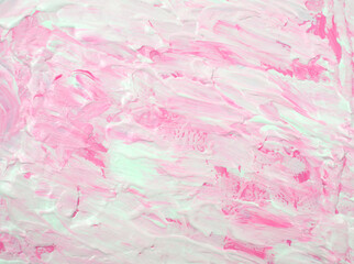 Handmade. White and pink, pastel acrylic fluid art texture abstract artwork. Liquid colors element painting on canvas, handmade. Contemporary, modern original art.