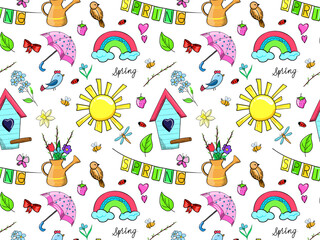 spring seamless pattern bright colors