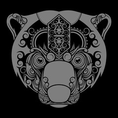 Zentangle stylized Bear face. Hand Drawn doodle vector illustration isolated on white background. Sketch for tattoo or indian makhenda design.