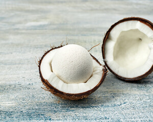 Closeup of handmade round soap