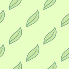 Geometric seamless pattern with leaves elements print. Nature background. Botany artwork.