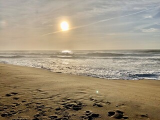 beautiful beach sea ocean sunset view caption photo