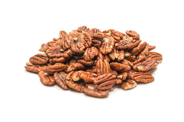 Pecan-nut isolated on white background. Top view.