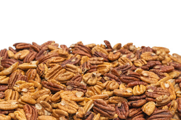 Tasty pecan-nut background. Top view.