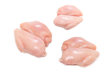 Raw chicken fillet isolated on white background.