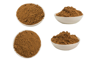 Mix spices in a bowl isolated on white.
