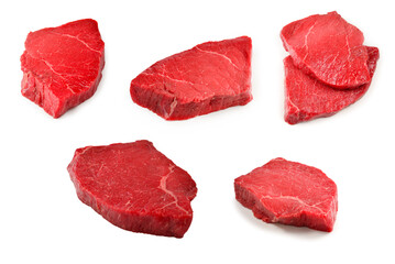 Beef steak isolated on white background.