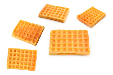 Belgian waffle isolated on white background.