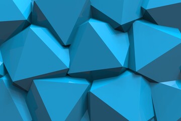 3d render illustration of plastic blue geometrical shapes backdrop texture.