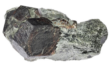 almandine garnet in mica schist from Oetztal, Austria isolated on white background