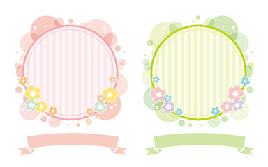 花 フレーム 春 バナー グリーティング ポップアップ 母の日 広告 可愛い 素材 華やか ウエブ 飾り web advertising spring_flower assets pink and green おばみつ