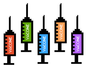 Obraz premium Vaccine syringe icons with colorful versions.Vector illustration.