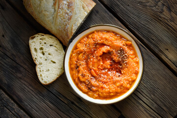 Puree their pumpkin with carrots, potatoes, tomatoes, olive oil and spices.  Great appetizer cold and warm.  Used as a spread and as a dip.