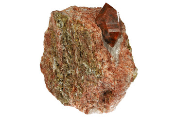 ferruginous quartz  (Jacinto de Compostela quartz) from Alicante, Spain isolated on white background
