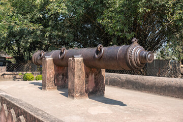 View of Jahan Kosha Cannon, also known as the Great Gun, located at Kadamsarif, Murshidabad, West Bengal, India.