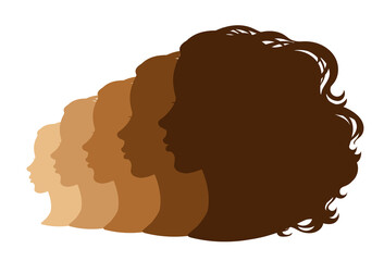 Vector. Silhouettes of a female profile. Avatar, icons, design.