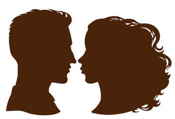 Vector. Silhouettes of a female and a male profile. Avatar, icons, design.