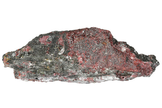 native mercury and cinnabar from El Entredicho Mine, Spain isolated on white background