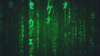 3d rendered illustration of Grungy Cyberpunk Style Futuristic Matrix Programming Codes. High quality 3d illustration