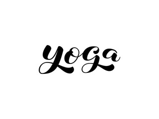 Vector stock illustration. Yoga brush lettering for banner or card
