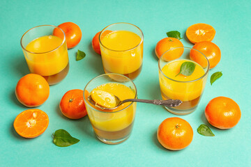 Sweet fruit jelly from fresh oranges and tangerines