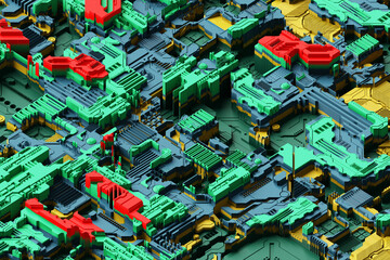 3d illustration render abstract futuristic hi-tech computer board texture