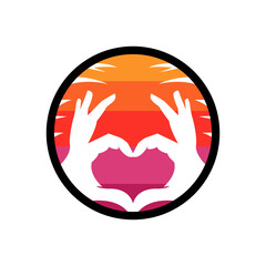 Love with hand, and sunset concept 