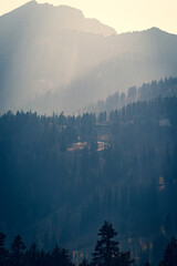 Fototapeta premium Sunset lighting in the mountains
