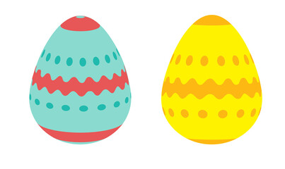Set of two Easter eggs in a flat style. Easter decorative vector design element on white background