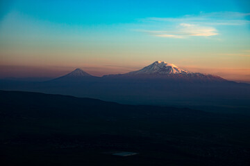 Fototapeta na wymiar Ararat mountain at the sunset