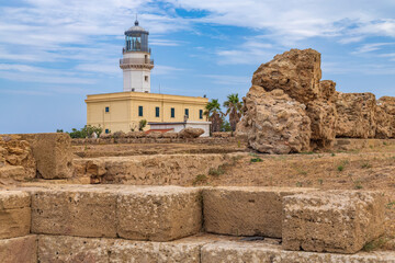 Fototapeta na wymiar Lighthouse in Capo Colonna near Crotone, Calabria, Italy