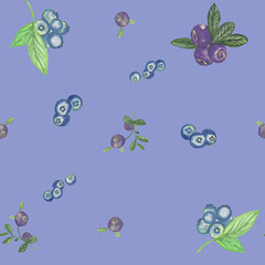 watercolor seamless pattern bilberries and blueberries