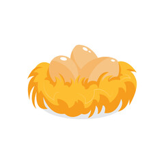 Illustration of shiny eggs inside the nest. Vector illustration