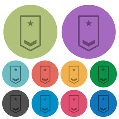 Military insignia with one chevron and one star color darker flat icons