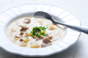 creamy potato soup with mushrooms