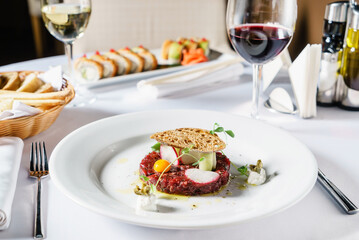 beef tartar with egg
