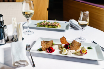 gourmet salad in the restaurant