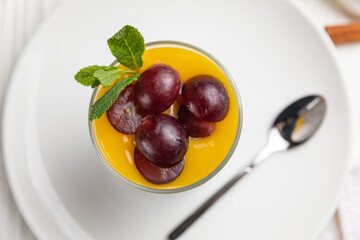 Dessert with chia seeds and grapes

