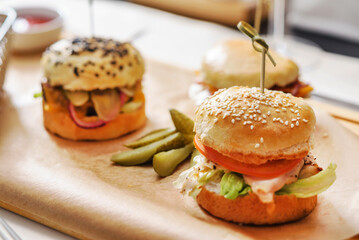 burgers with french fries