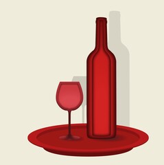 Wine bar logo template. Red and white wine glasses