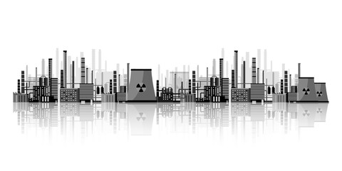 Fototapeta premium Urbanization, industrial background. Pipeline. Air pollution. Oil and gas fuel. Vector illustration.