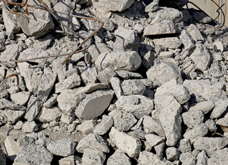 A destroyed reinforced concrete wall