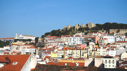 Fototapeta na wymiar Lisbon, Portugal - Castelo de São Jorge, former Paço de Alcáçova, is located in the parish of Santa Maria Maior (Castelo).
