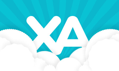 Sky Clouds logotype monogram alphabet characters blue background