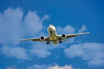 White Airplane initiating landing