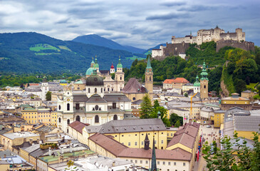 Fototapeta na wymiar View of Salzburg cityscape Austria