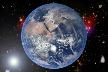 View of the planet earth from space. Gas, nebula, stars. The elements of this image furnished by NASA.